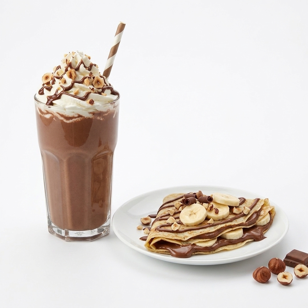 Crepe de Nutella con Batido y Nata